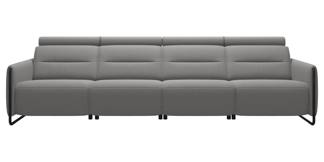 Paloma Leather Silver Grey & Matte Black Arm Trim | Stressless Emily 4-Seater Sofa | Valley Ridge Furniture
