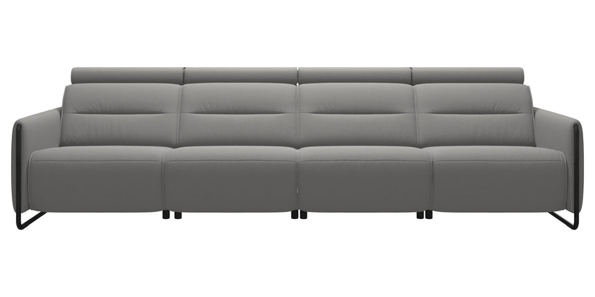 Paloma Leather Silver Grey & Matte Black Arm Trim | Stressless Emily 4-Seater Sofa | Valley Ridge Furniture