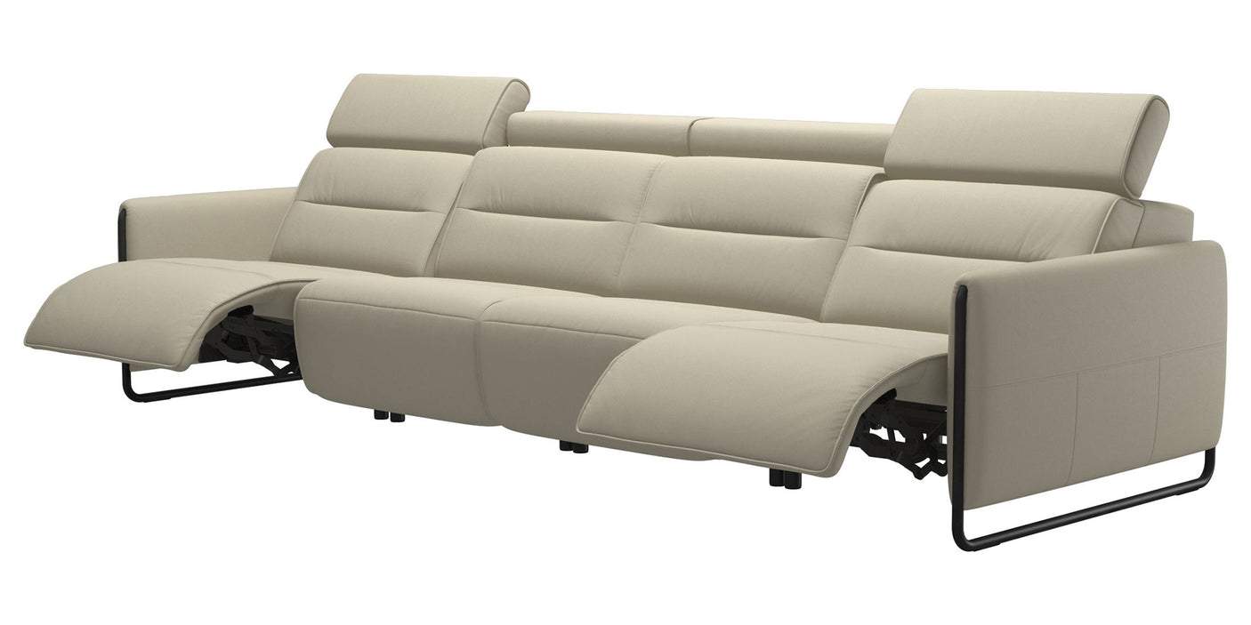 Paloma Leather Light Grey & Matte Black Arm Trim | Stressless Emily 4-Seater Sofa | Valley Ridge Furniture