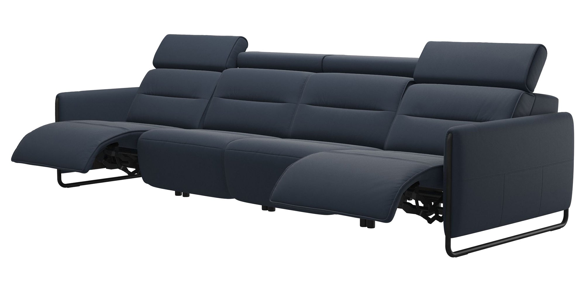 Paloma Leather Oxford Blue &amp; Matte Black Arm Trim | Stressless Emily 4-Seater Sofa | Valley Ridge Furniture