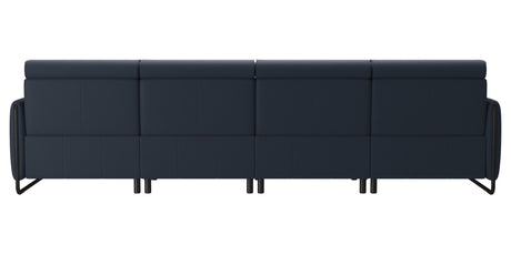 Paloma Leather Oxford Blue & Matte Black Arm Trim | Stressless Emily 4-Seater Sofa | Valley Ridge Furniture