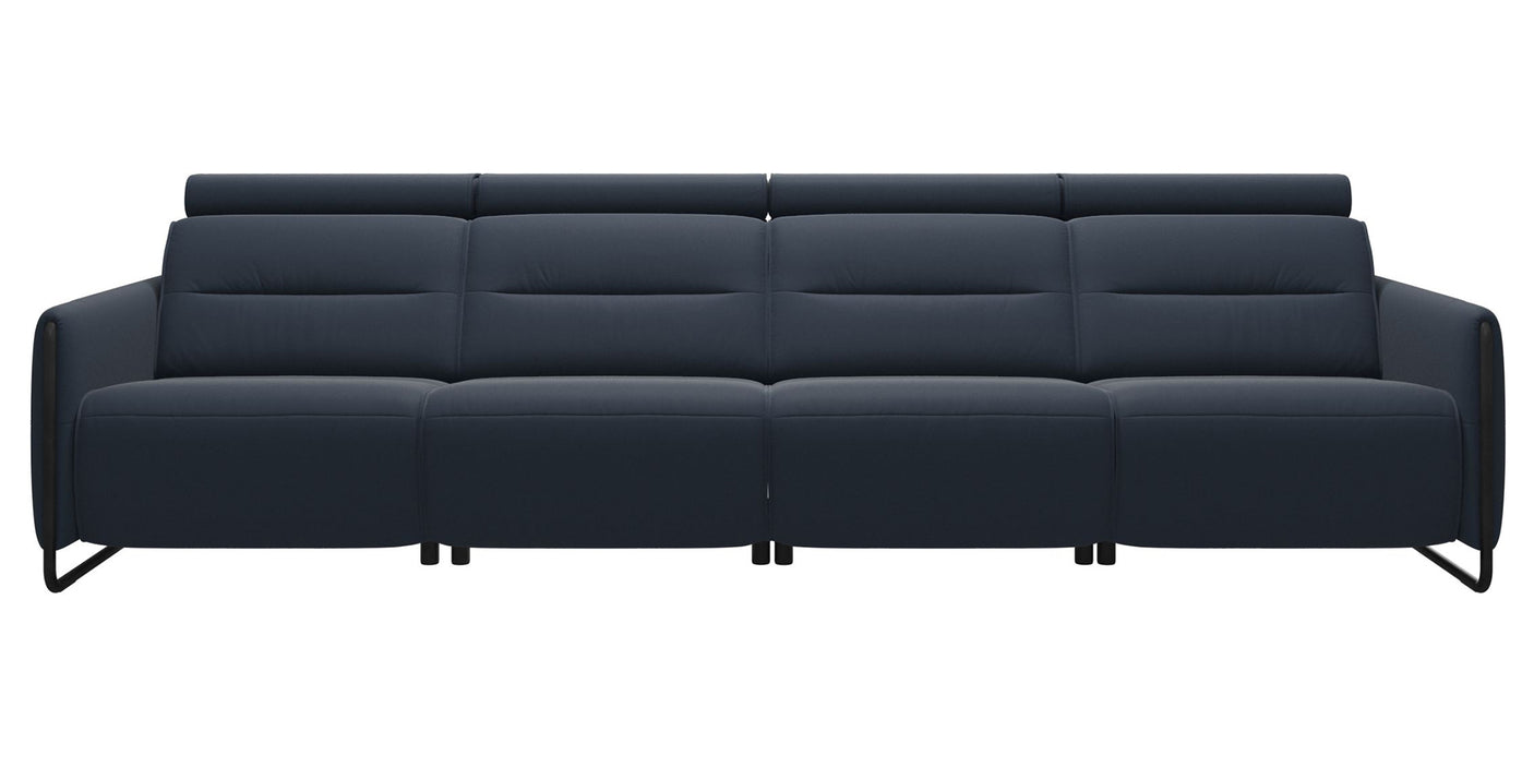 Paloma Leather Oxford Blue & Matte Black Arm Trim | Stressless Emily 4-Seater Sofa | Valley Ridge Furniture