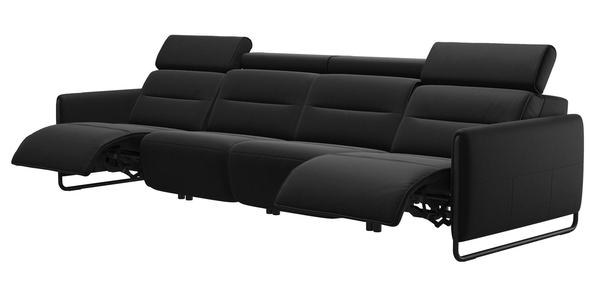 Paloma Leather Black &amp; Matte Black Arm Trim | Stressless Emily 4-Seater Sofa | Valley Ridge Furniture