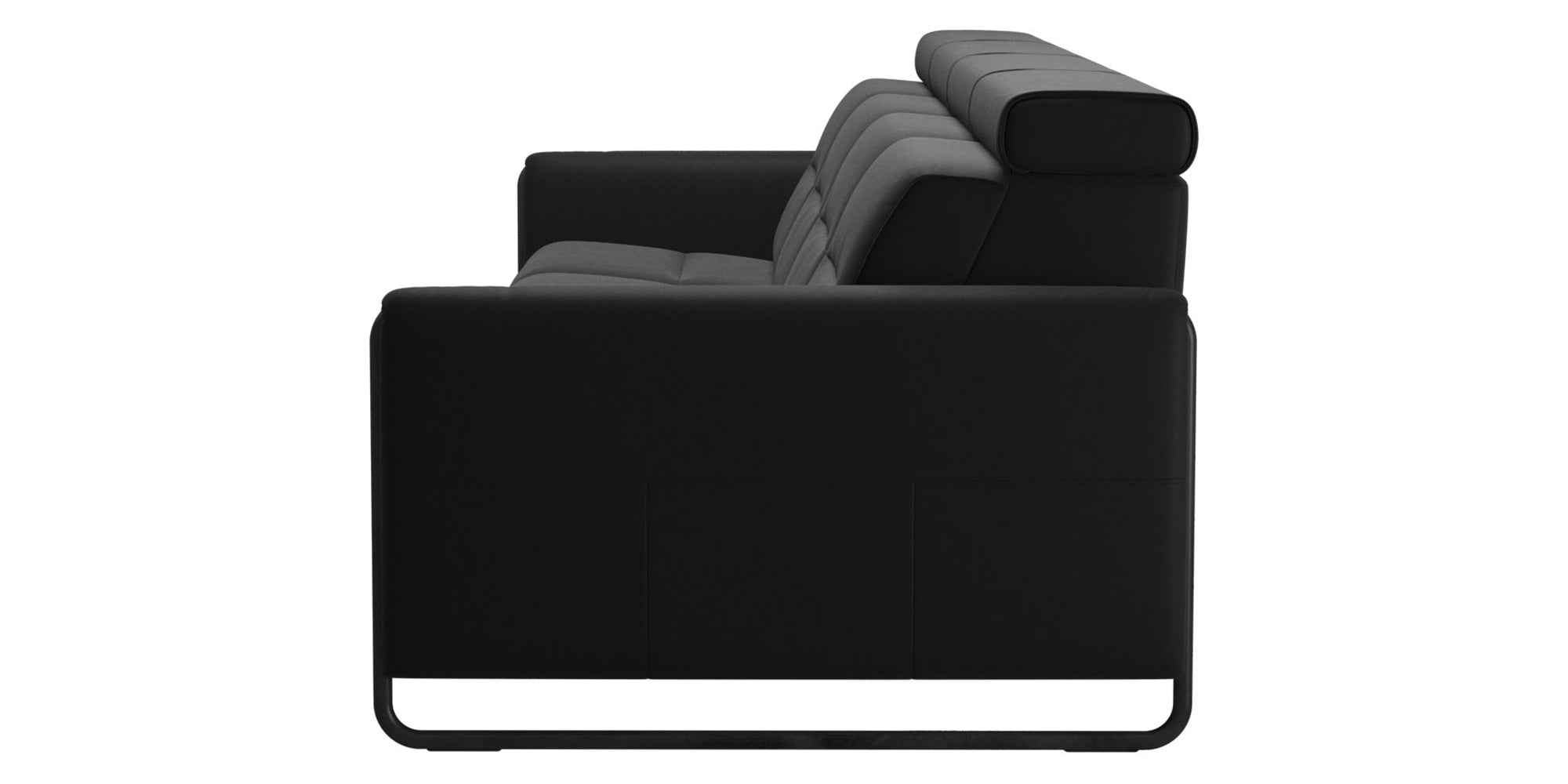 Paloma Leather Black &amp; Matte Black Arm Trim | Stressless Emily 4-Seater Sofa | Valley Ridge Furniture