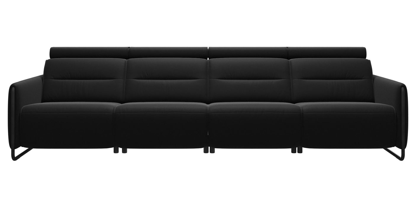 Paloma Leather Black & Matte Black Arm Trim | Stressless Emily 4-Seater Sofa | Valley Ridge Furniture