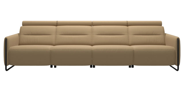 Paloma Leather Sand & Matte Black Arm Trim | Stressless Emily 4-Seater Sofa | Valley Ridge Furniture