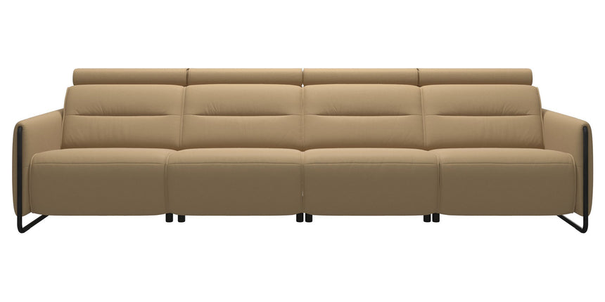 Paloma Leather Sand & Matte Black Arm Trim | Stressless Emily 4-Seater Sofa | Valley Ridge Furniture