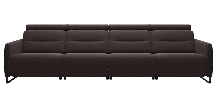 Paloma Leather Chocolate & Matte Black Arm Trim | Stressless Emily 4-Seater Sofa | Valley Ridge Furniture