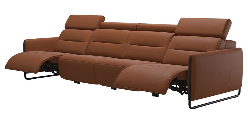 Paloma Leather New Cognac & Matte Black Arm Trim | Stressless Emily 4-Seater Sofa | Valley Ridge Furniture