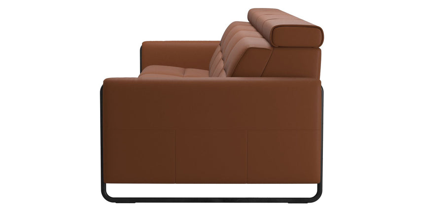 Paloma Leather New Cognac & Matte Black Arm Trim | Stressless Emily 4-Seater Sofa | Valley Ridge Furniture