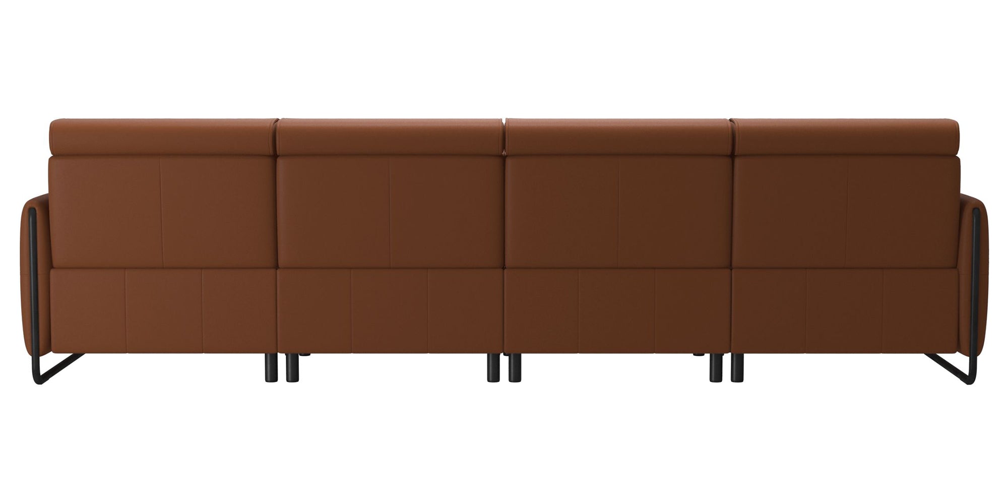 Paloma Leather New Cognac &amp; Matte Black Arm Trim | Stressless Emily 4-Seater Sofa | Valley Ridge Furniture