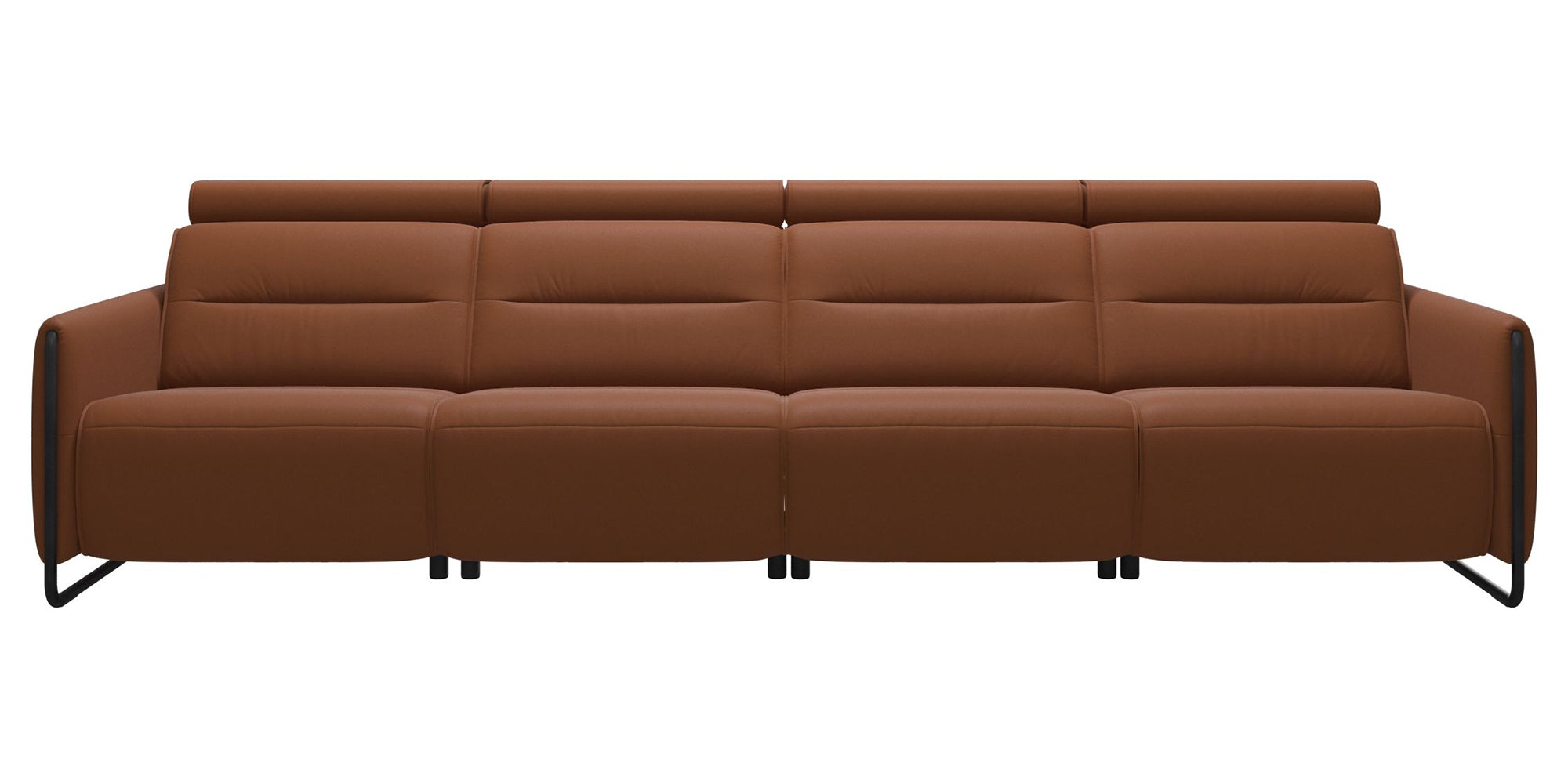 Paloma Leather New Cognac & Matte Black Arm Trim | Stressless Emily 4-Seater Sofa | Valley Ridge Furniture