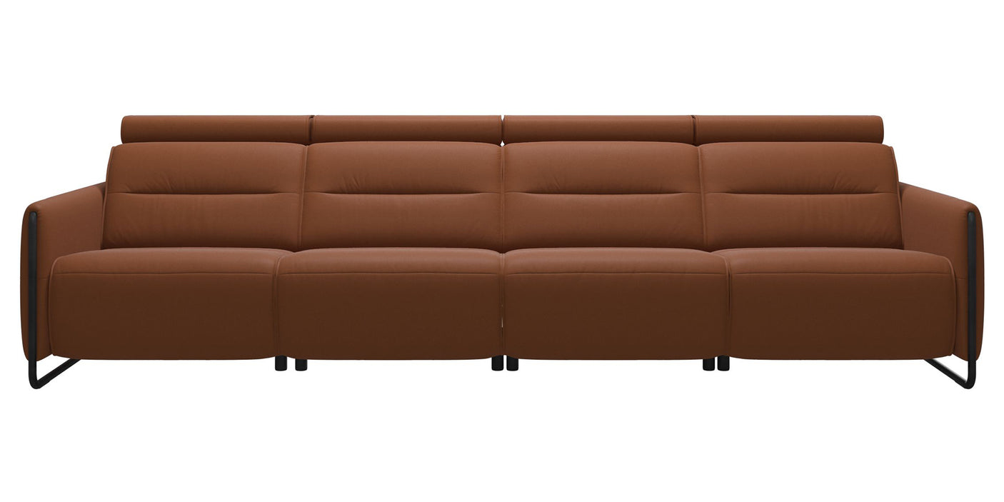 Paloma Leather New Cognac & Matte Black Arm Trim | Stressless Emily 4-Seater Sofa | Valley Ridge Furniture