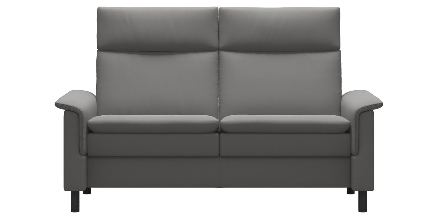 Paloma Leather Silver Grey and Grey Base | Stressless Aurora 2-Seater High Back Sofa | Valley Ridge Furniture