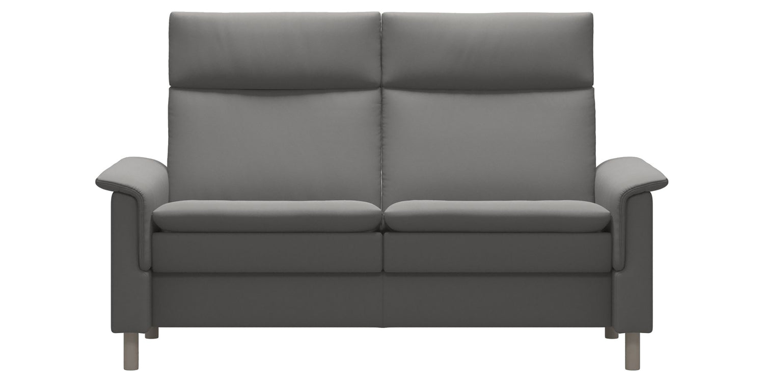 Paloma Leather Silver Grey and Whitewash Base | Stressless Aurora 2-Seater High Back Sofa | Valley Ridge Furniture