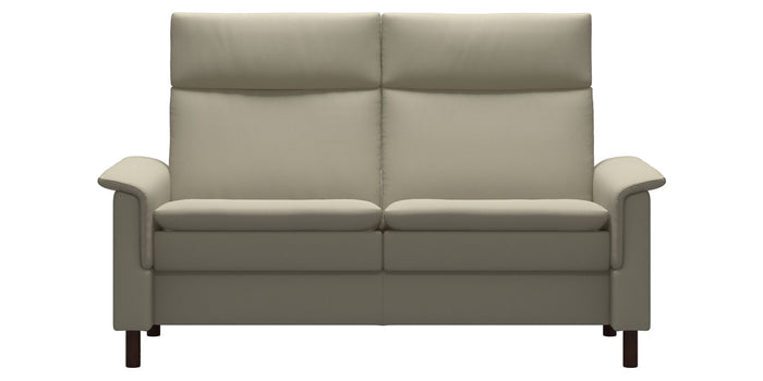 Paloma Leather Light Grey & Brown Base | Stressless Aurora 2-Seater High Back Sofa | Valley Ridge Furniture