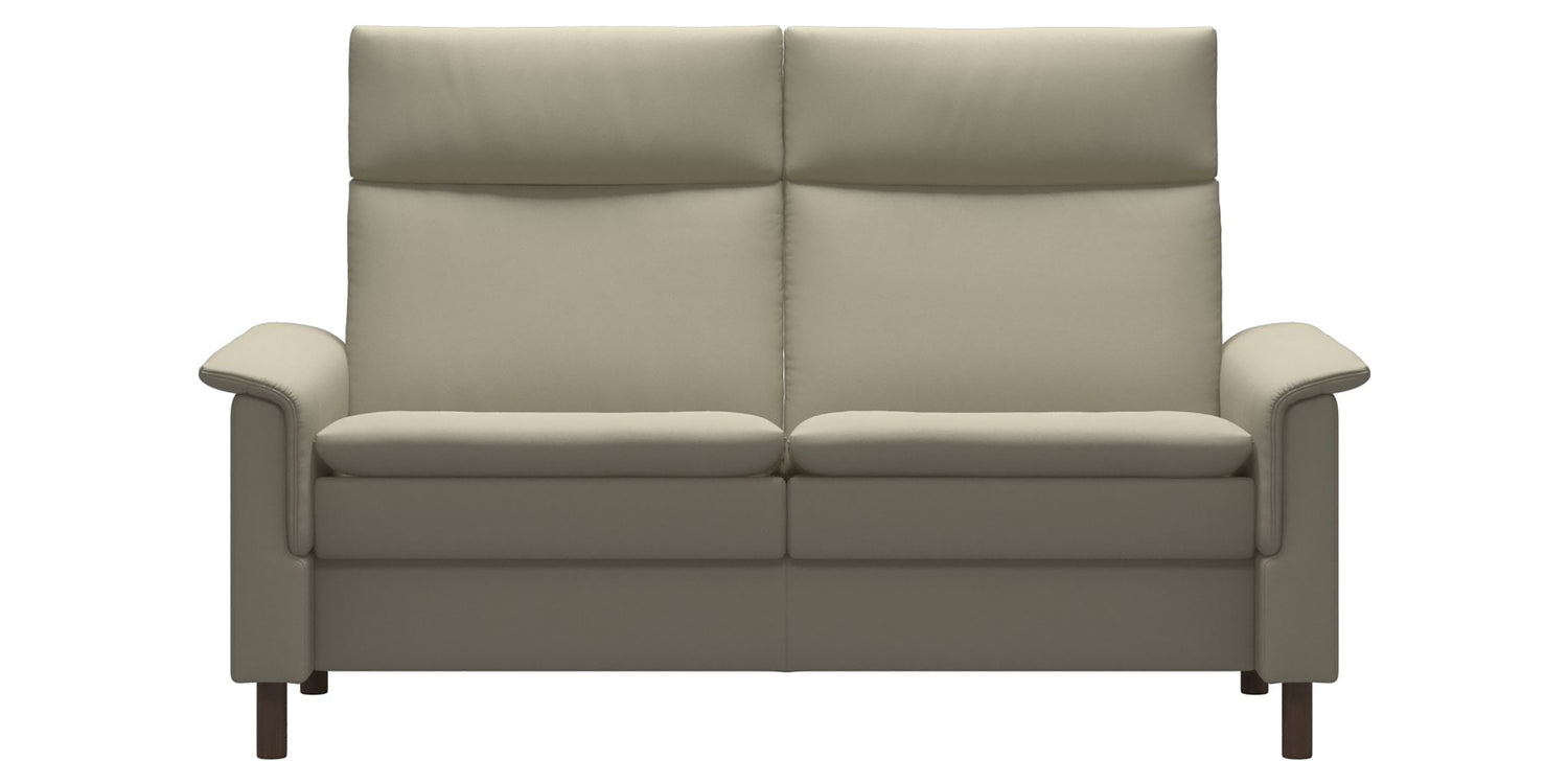 Paloma Leather Light Grey and Walnut Base | Stressless Aurora 2-Seater High Back Sofa | Valley Ridge Furniture