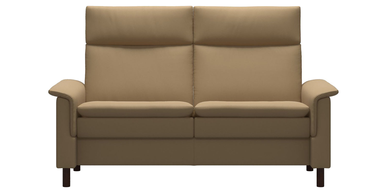 Paloma Leather Sand and Brown Base | Stressless Aurora 2-Seater High Back Sofa | Valley Ridge Furniture