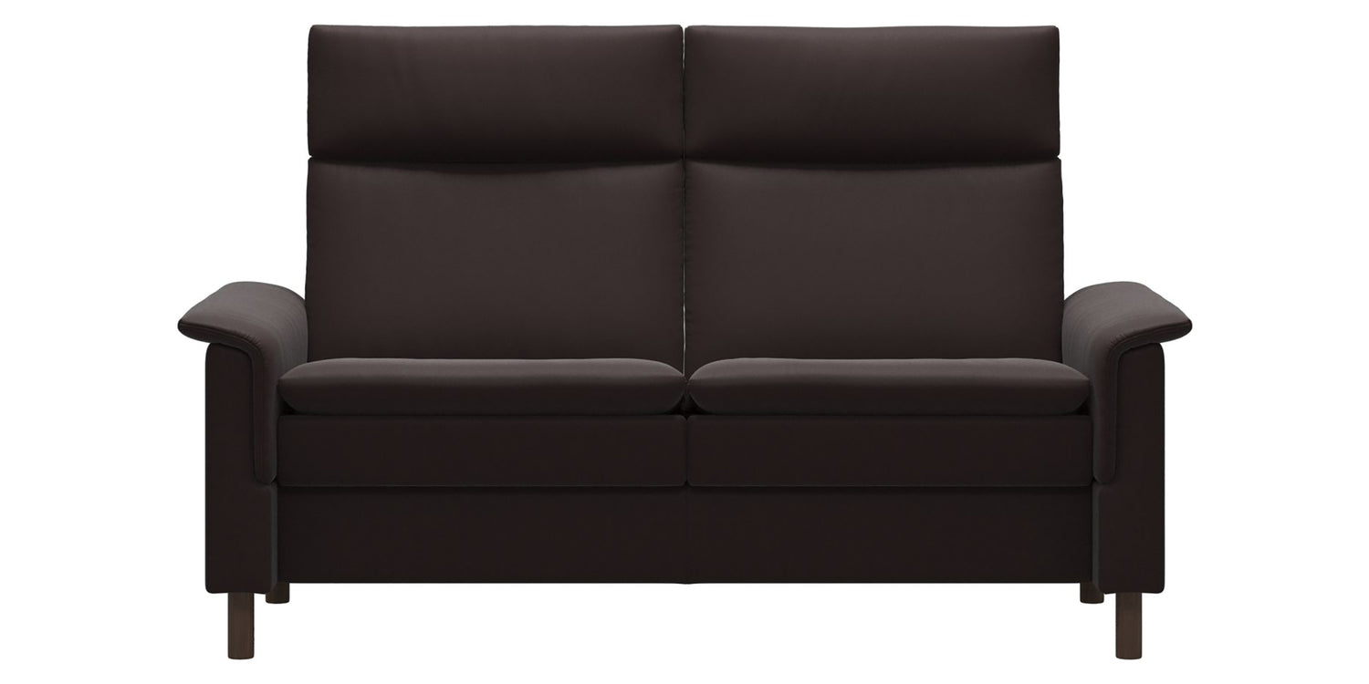 Paloma Leather Chocolate and Walnut Base | Stressless Aurora 2-Seater High Back Sofa | Valley Ridge Furniture