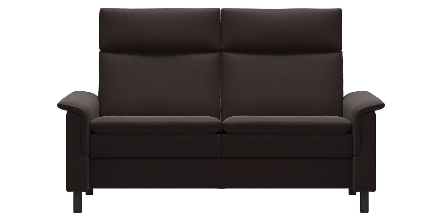 Paloma Leather Chocolate and Grey Base | Stressless Aurora 2-Seater High Back Sofa | Valley Ridge Furniture