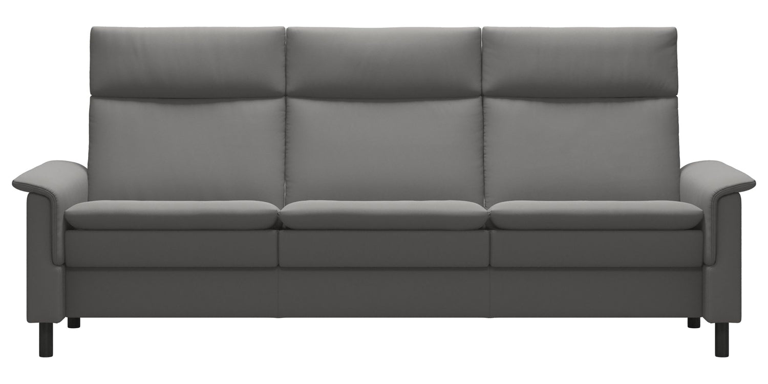 Paloma Leather Silver Grey and Grey Base | Stressless Aurora 3-Seater High Back Sofa | Valley Ridge Furniture