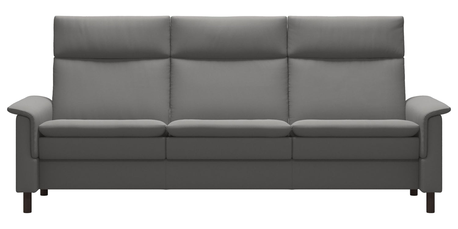 Paloma Leather Silver Grey and Wenge Base | Stressless Aurora 3-Seater High Back Sofa | Valley Ridge Furniture