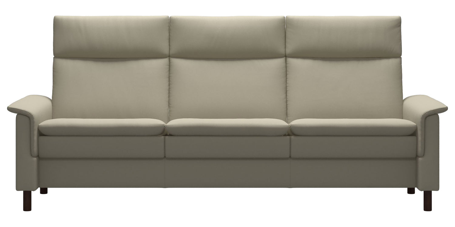 Paloma Leather Light Grey and Brown Base | Stressless Aurora 3-Seater High Back Sofa | Valley Ridge Furniture