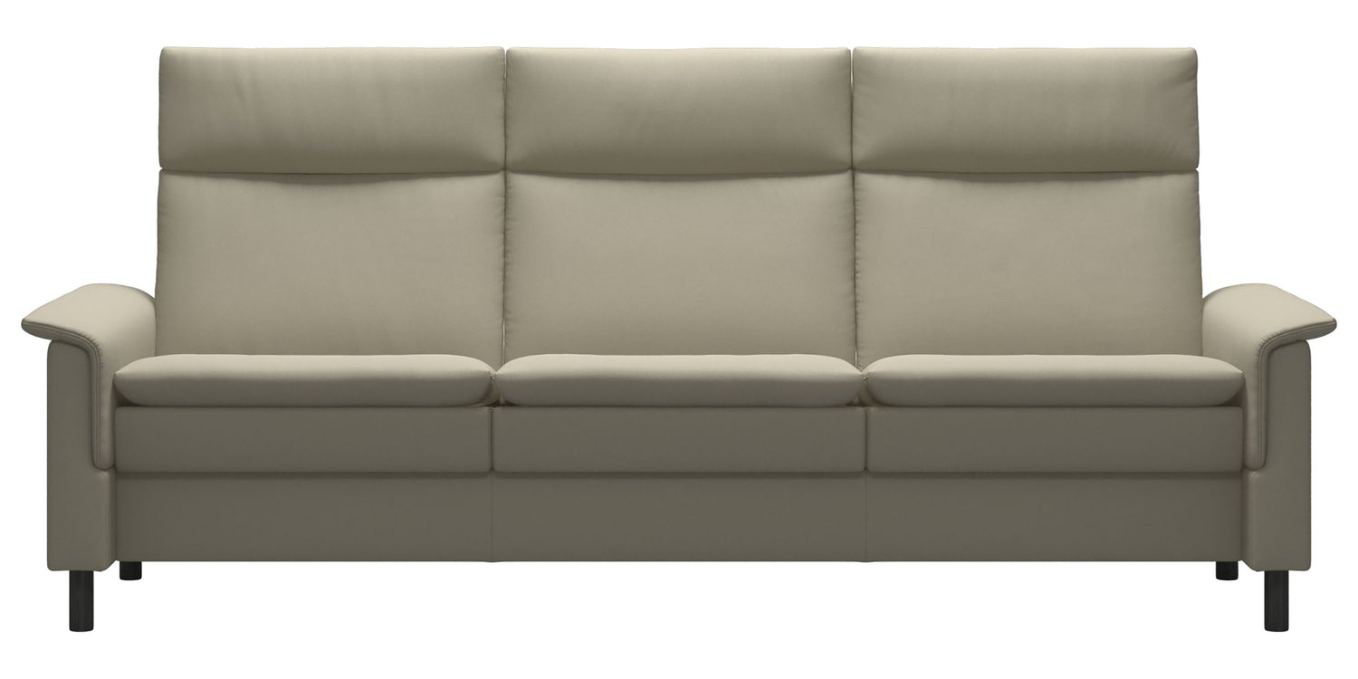 Paloma Leather Light Grey and Grey Base | Stressless Aurora 3-Seater High Back Sofa | Valley Ridge Furniture