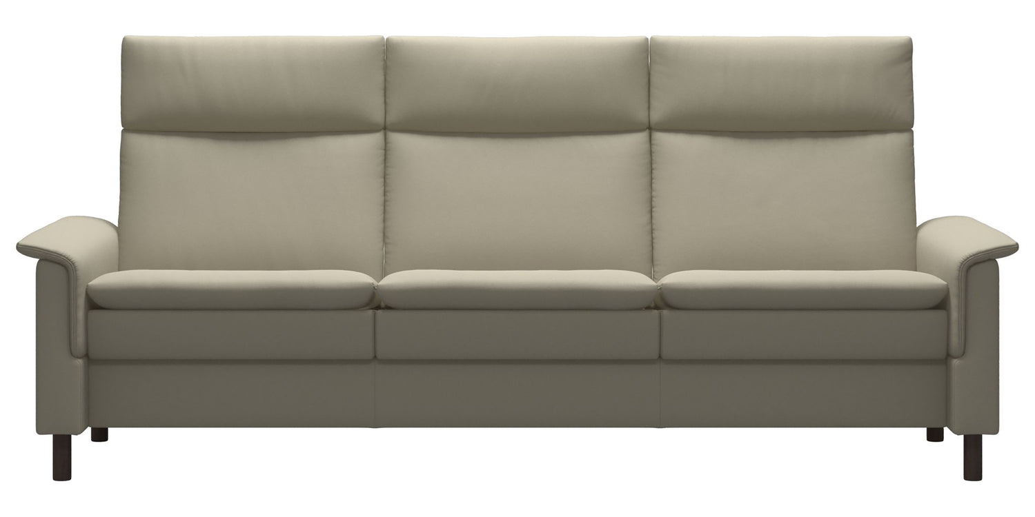 Paloma Leather Light Grey and Wenge Base | Stressless Aurora 3-Seater High Back Sofa | Valley Ridge Furniture
