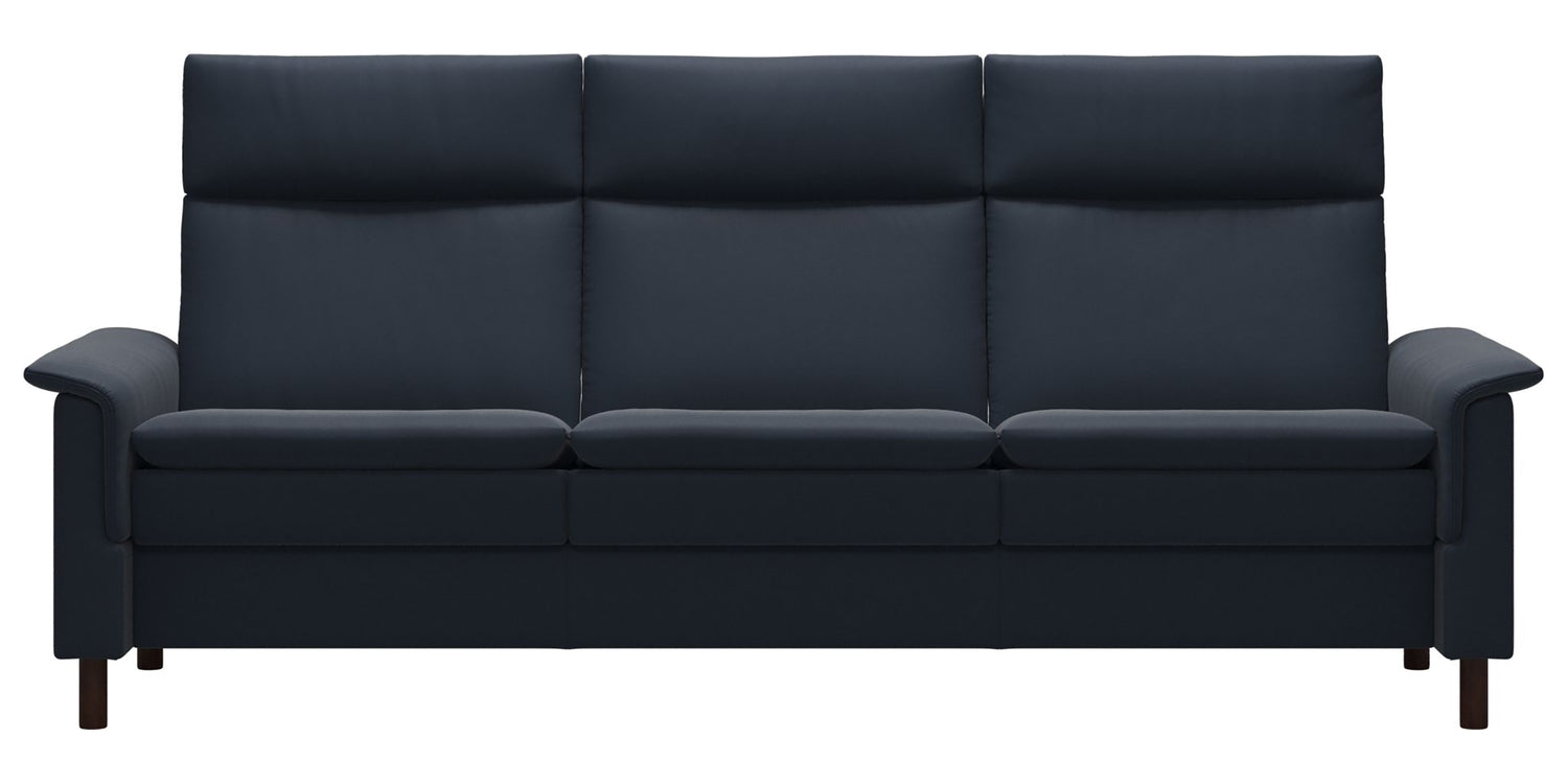 Paloma Leather Oxford Blue and Brown Base | Stressless Aurora 3-Seater High Back Sofa | Valley Ridge Furniture