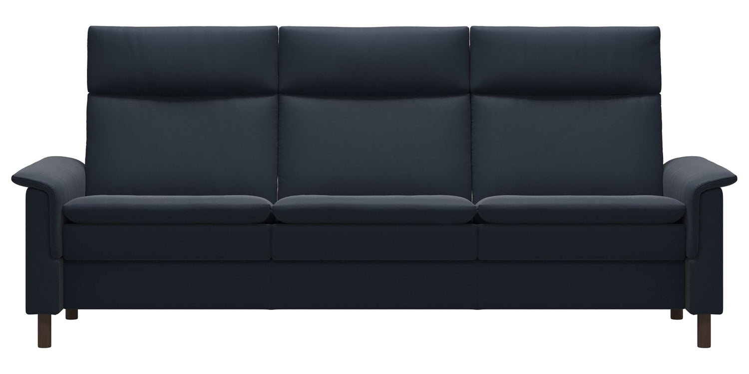 Paloma Leather Oxford Blue and Walnut Base | Stressless Aurora 3-Seater High Back Sofa | Valley Ridge Furniture