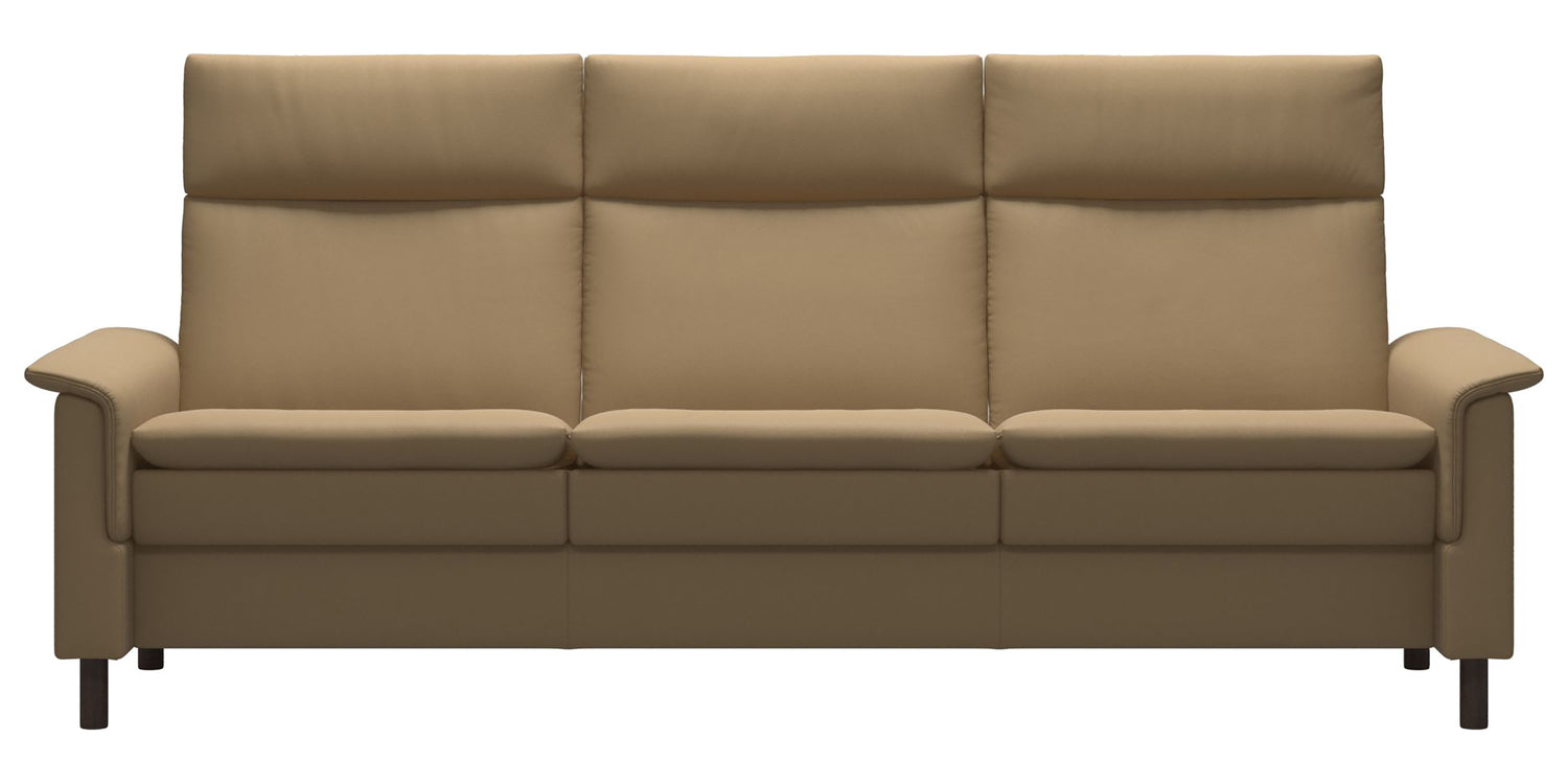 Paloma Leather Sand and Wenge Base | Stressless Aurora 3-Seater High Back Sofa | Valley Ridge Furniture