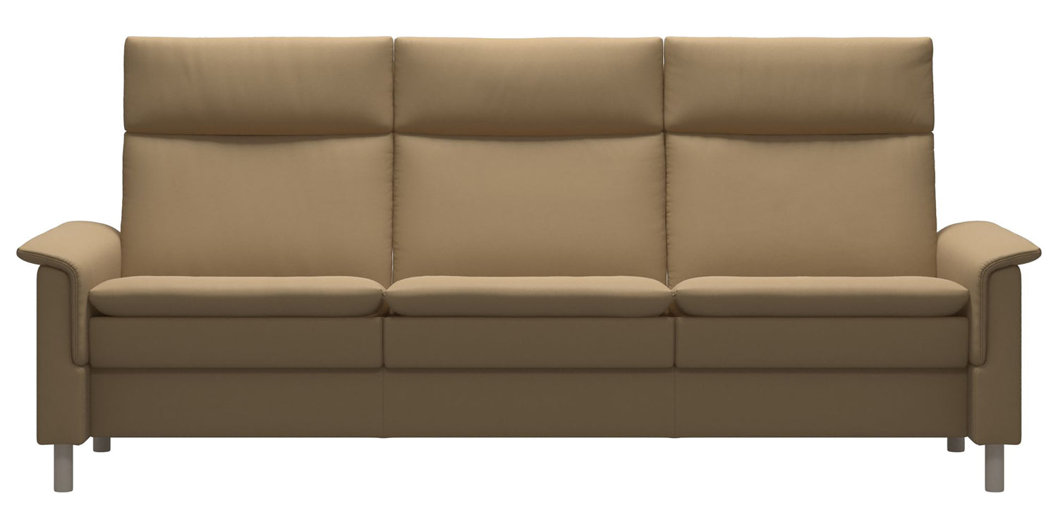 Paloma Leather Sand and Whitewash Base | Stressless Aurora 3-Seater High Back Sofa | Valley Ridge Furniture