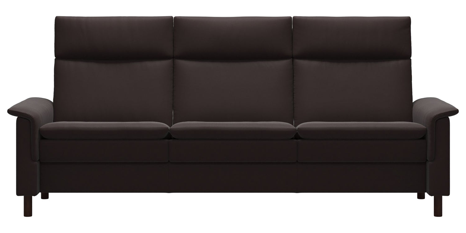Paloma Leather Chocolate and Brown Base | Stressless Aurora 3-Seater High Back Sofa | Valley Ridge Furniture