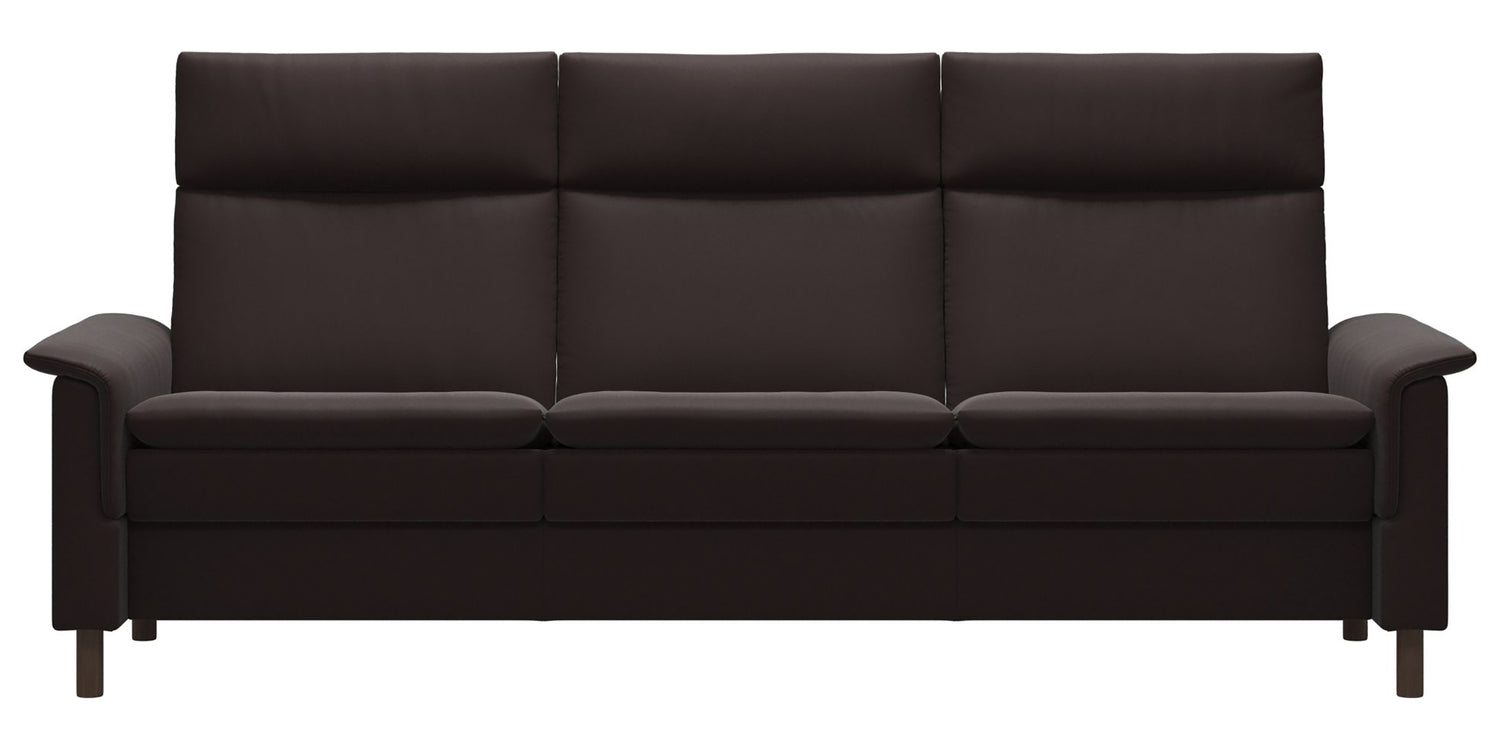 Paloma Leather Chocolate and Walnut Base | Stressless Aurora 3-Seater High Back Sofa | Valley Ridge Furniture