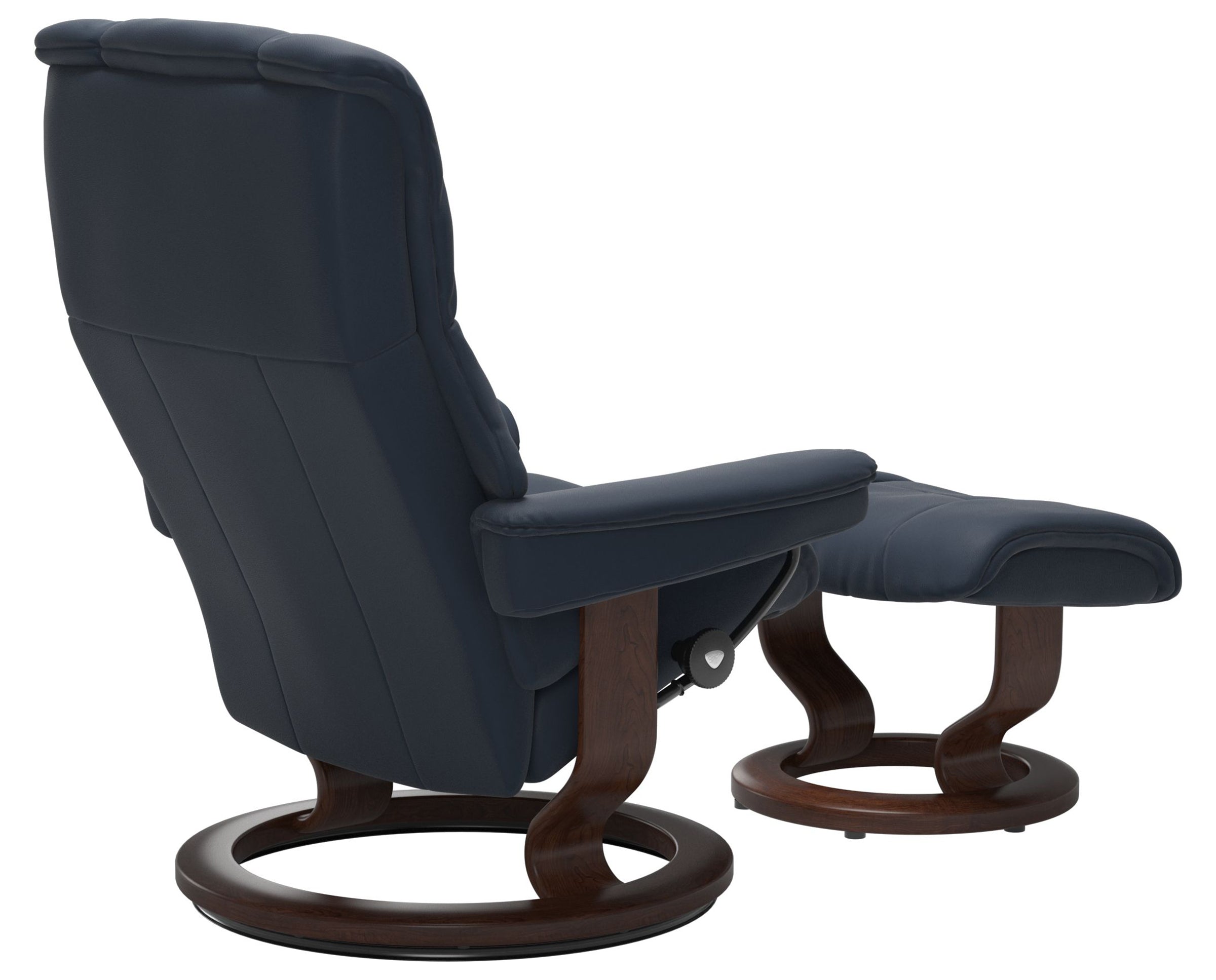 Paloma Leather Oxford Blue M &amp; Brown Base | Stressless Mayfair Classic Recliner | Valley Ridge Furniture