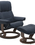 Paloma Leather Oxford Blue S/M/L and Walnut Base | Stressless Mayfair Classic Recliner | Valley Ridge Furniture