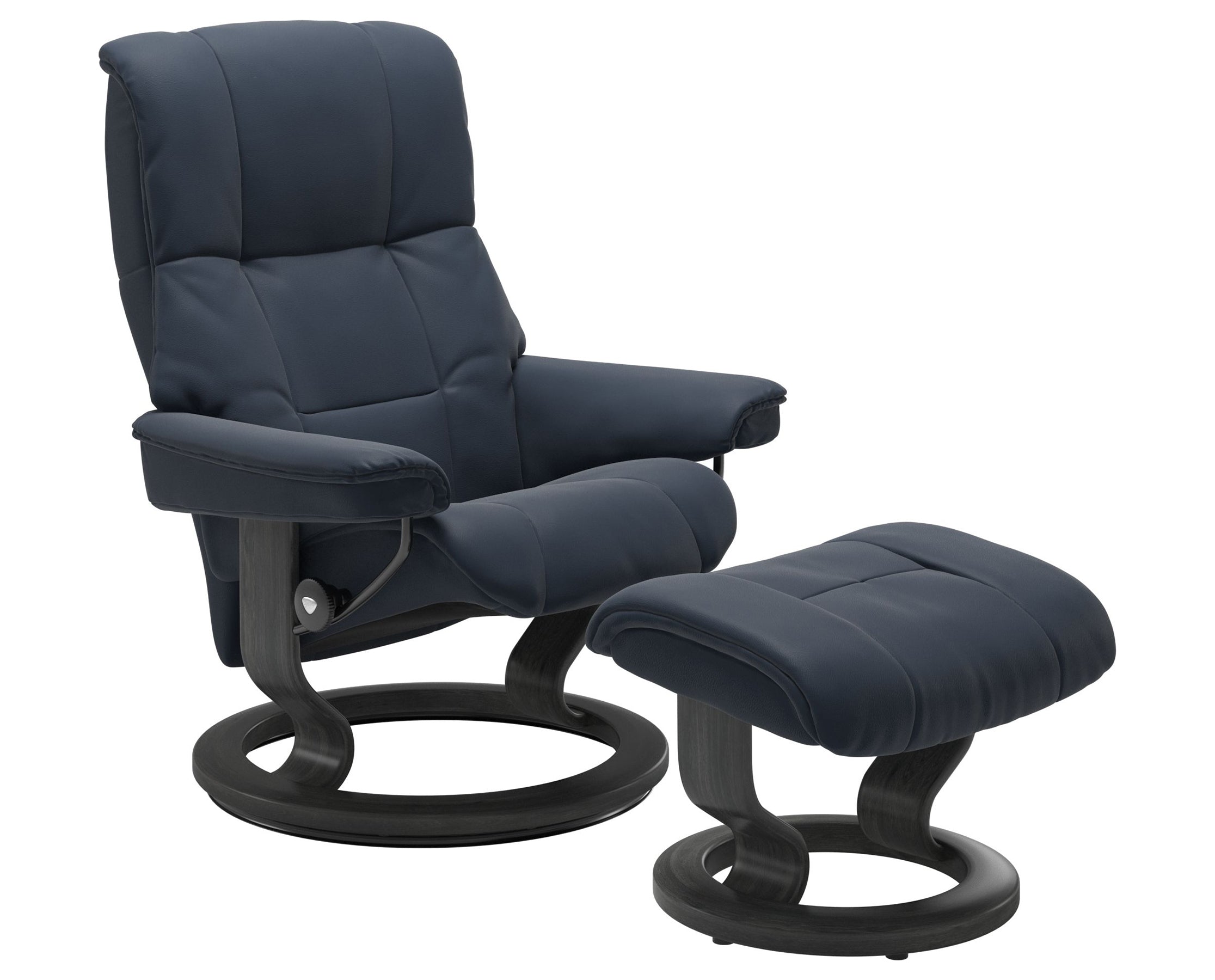 Paloma Leather Oxford Blue S/M/L and Grey Base | Stressless Mayfair Classic Recliner | Valley Ridge Furniture