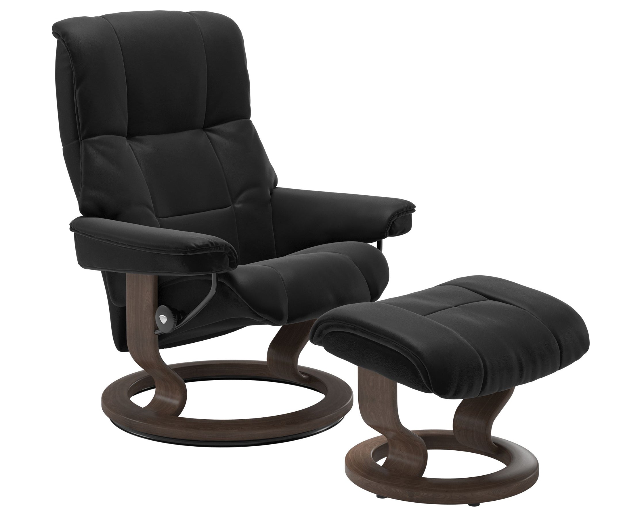 Paloma Leather Black S/M/L and Walnut Base | Stressless Mayfair Classic Recliner | Valley Ridge Furniture