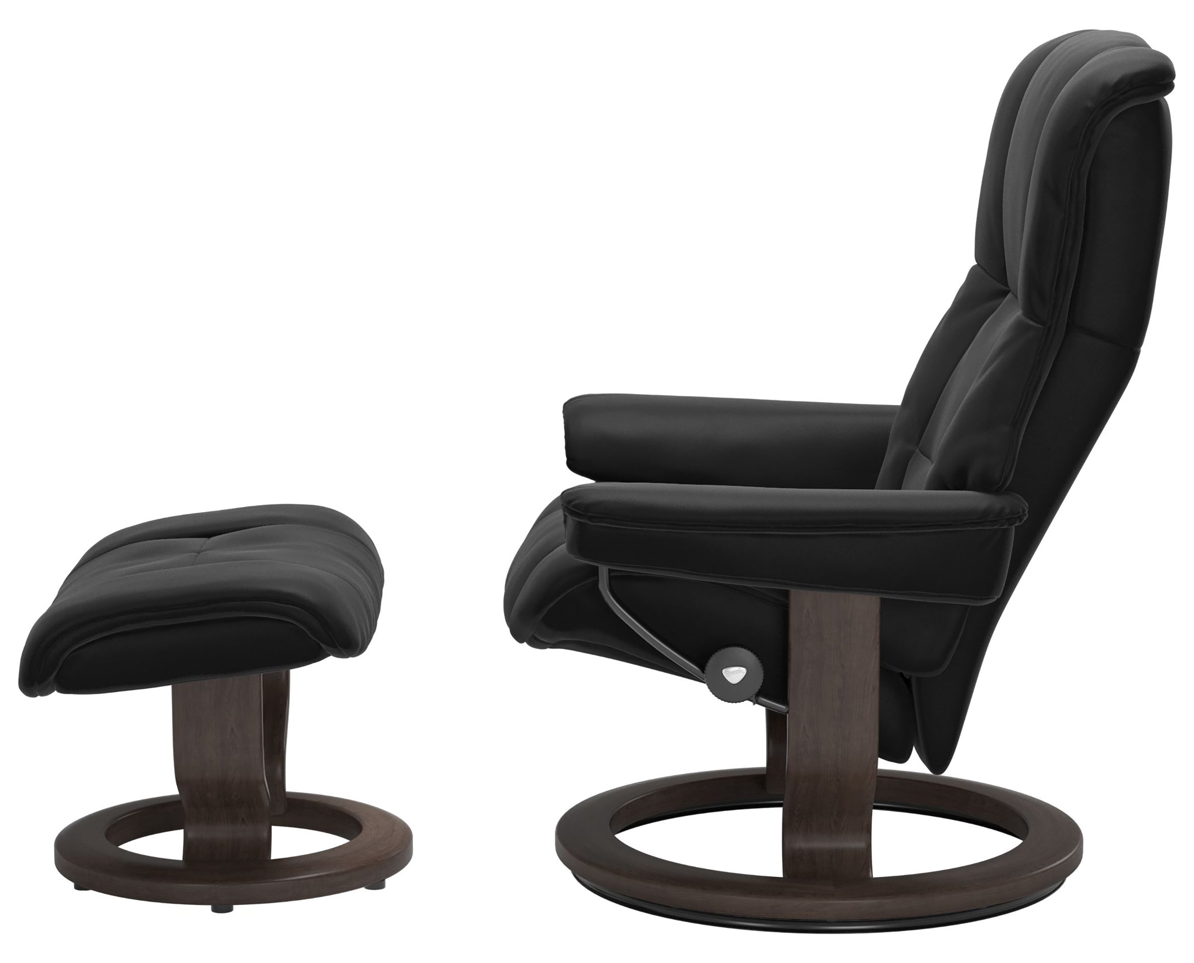 Paloma Leather Black M &amp; Wenge Base | Stressless Mayfair Classic Recliner | Valley Ridge Furniture