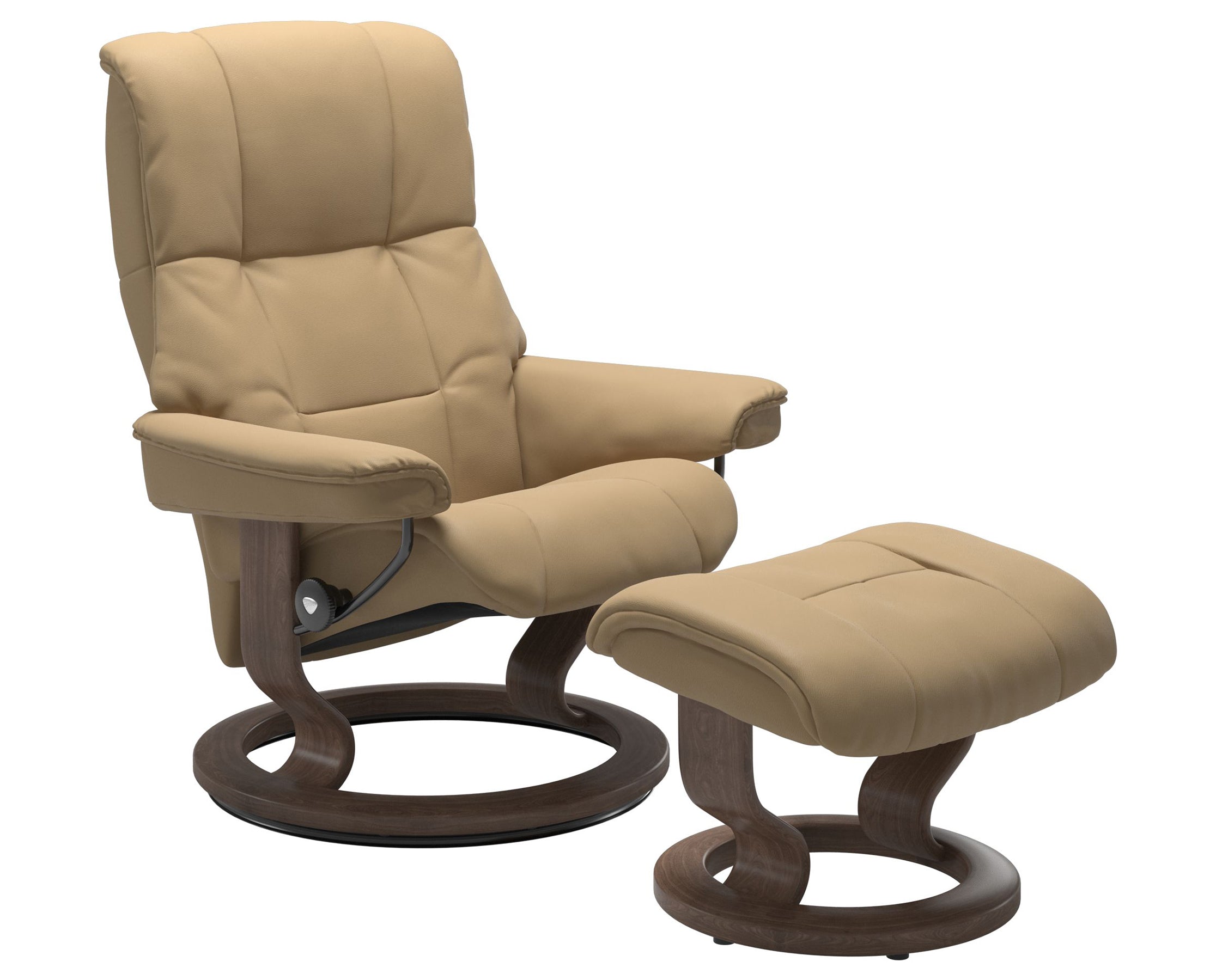 Paloma Leather Sand S/M/L and Walnut Base | Stressless Mayfair Classic Recliner | Valley Ridge Furniture