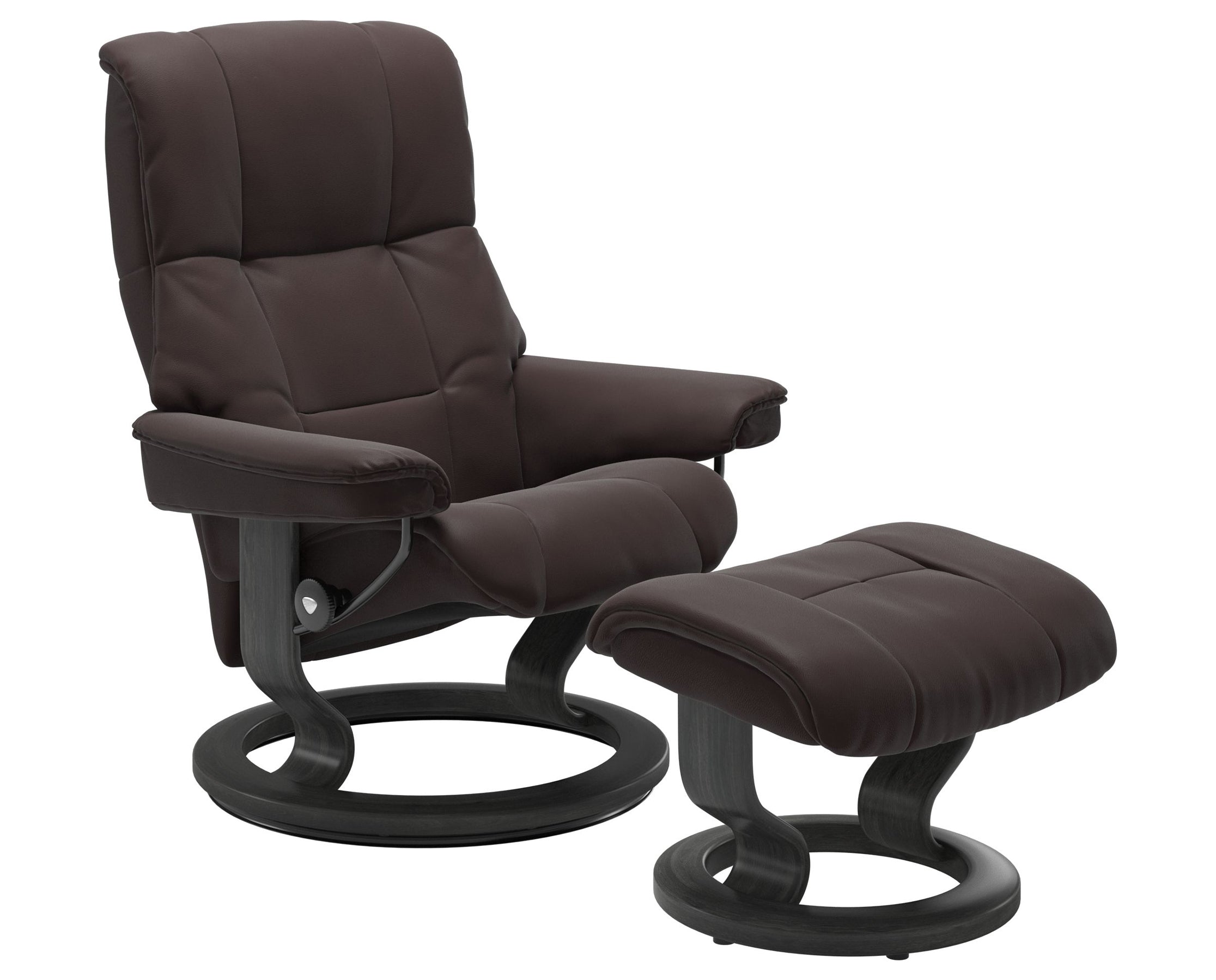 Paloma Leather Chocolate S/M/L and Grey Base | Stressless Mayfair Classic Recliner | Valley Ridge Furniture