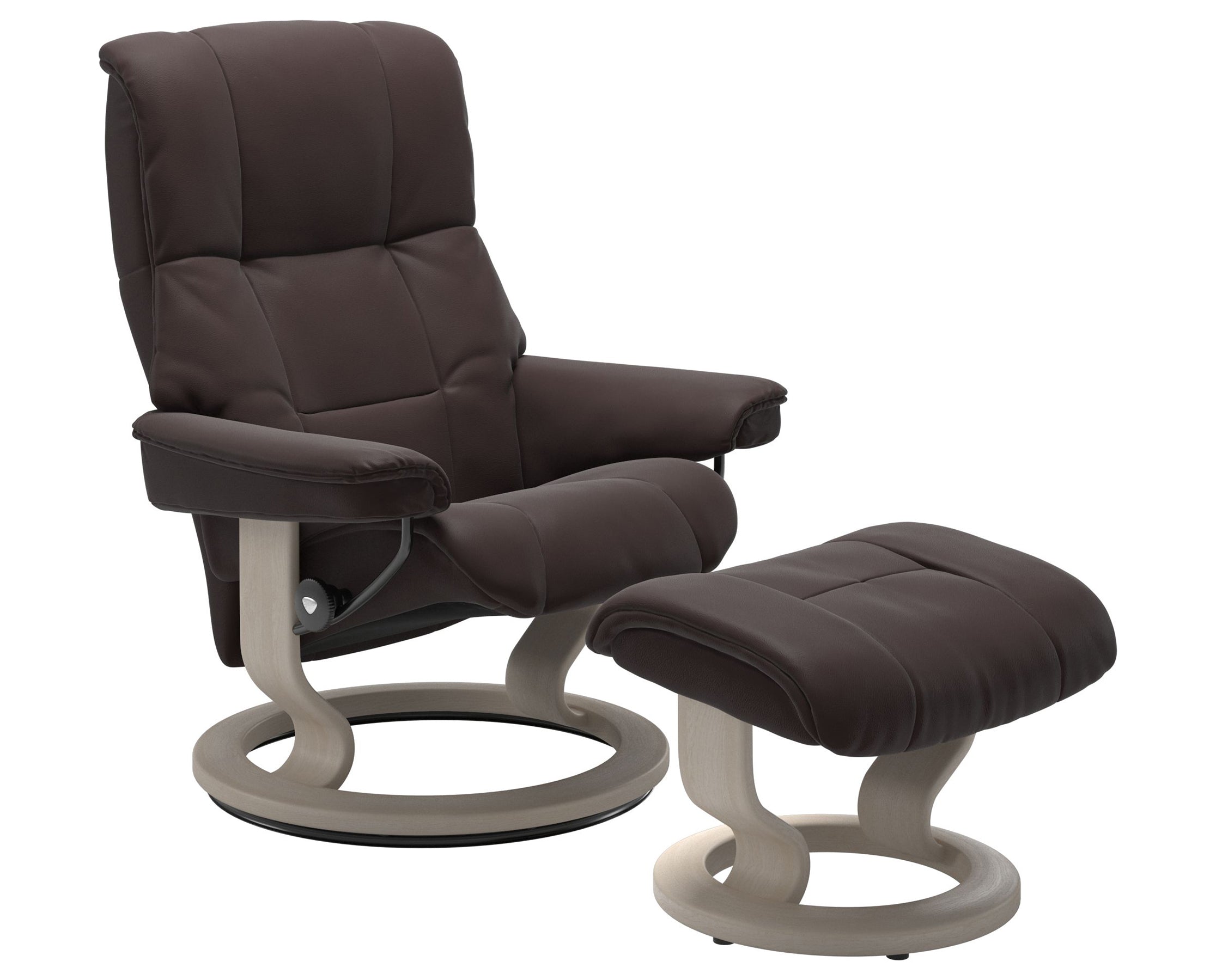 Paloma Leather Chocolate S/M/L and Whitewash Base | Stressless Mayfair Classic Recliner | Valley Ridge Furniture