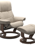 Paloma Leather Fog S/M/L and Walnut Base | Stressless Mayfair Classic Recliner | Valley Ridge Furniture