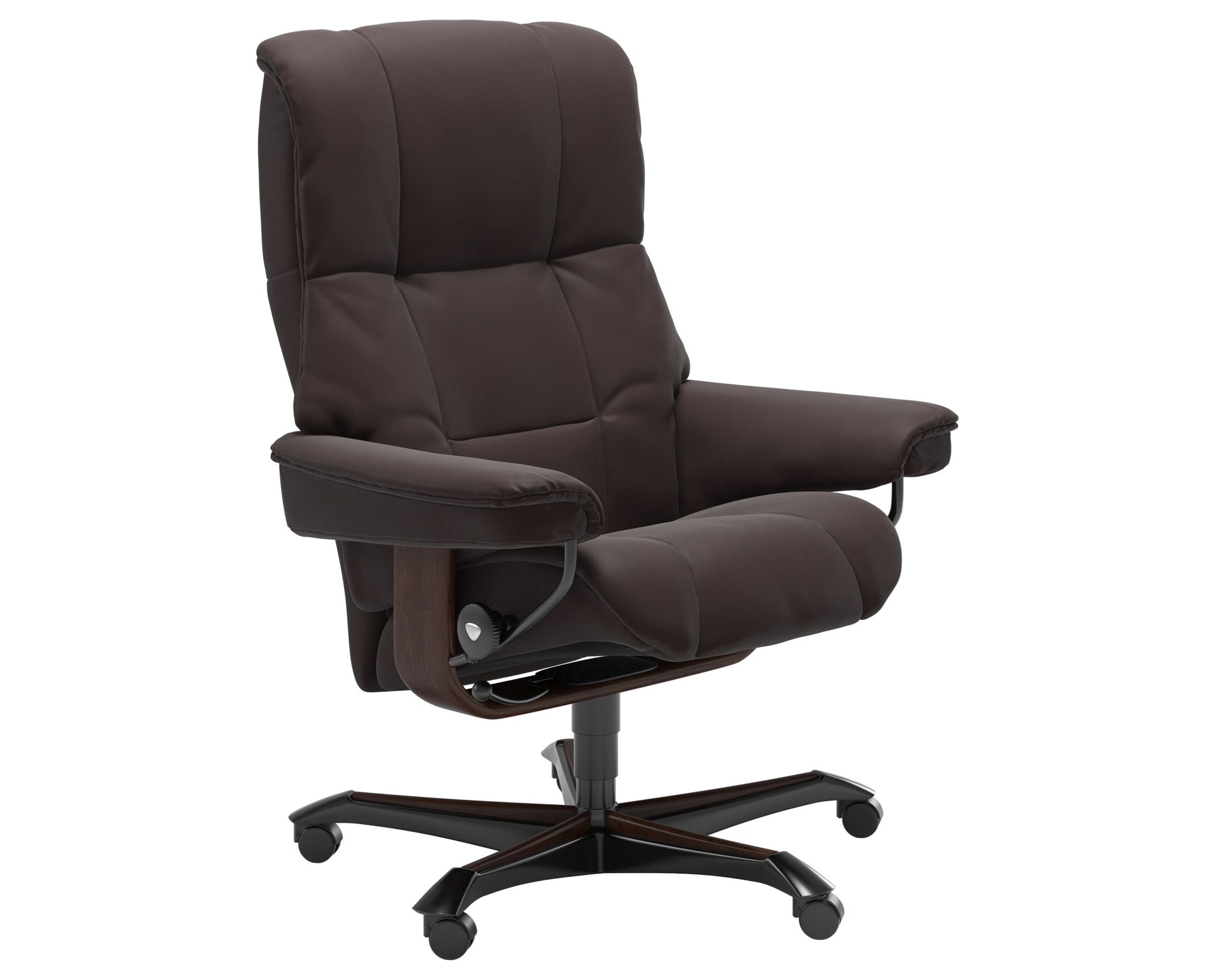 Paloma Leather Chocolate M and Brown Base | Stressless Mayfair Home Office Chair | Valley Ridge Furniture