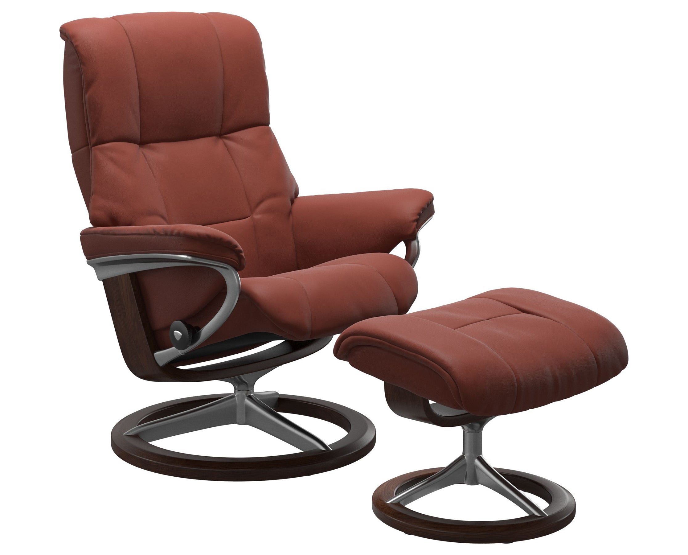 Paloma Leather Dark Henna S/M/L and Brown Base | Stressless Mayfair Signature Recliner | Valley Ridge Furniture
