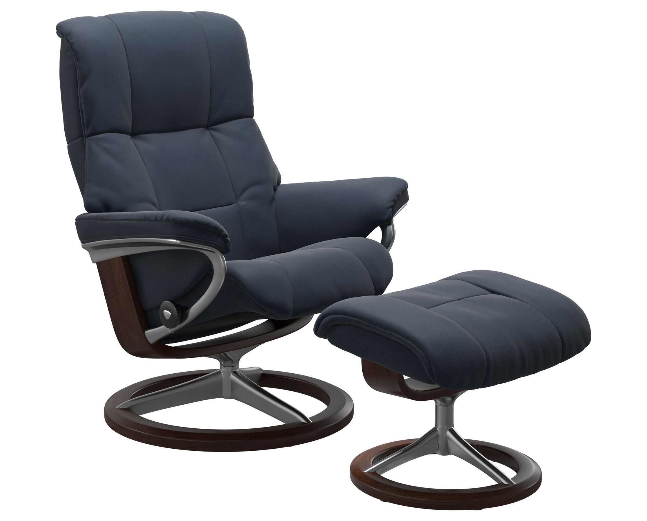 Paloma Leather Oxford Blue S/M/L and Brown Base | Stressless Mayfair Signature Recliner | Valley Ridge Furniture