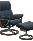 Paloma Leather Oxford Blue S/M/L and Walnut Base | Stressless Mayfair Signature Recliner | Valley Ridge Furniture