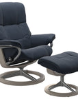 Paloma Leather Oxford Blue S/M/L and Whitewash Base | Stressless Mayfair Signature Recliner | Valley Ridge Furniture