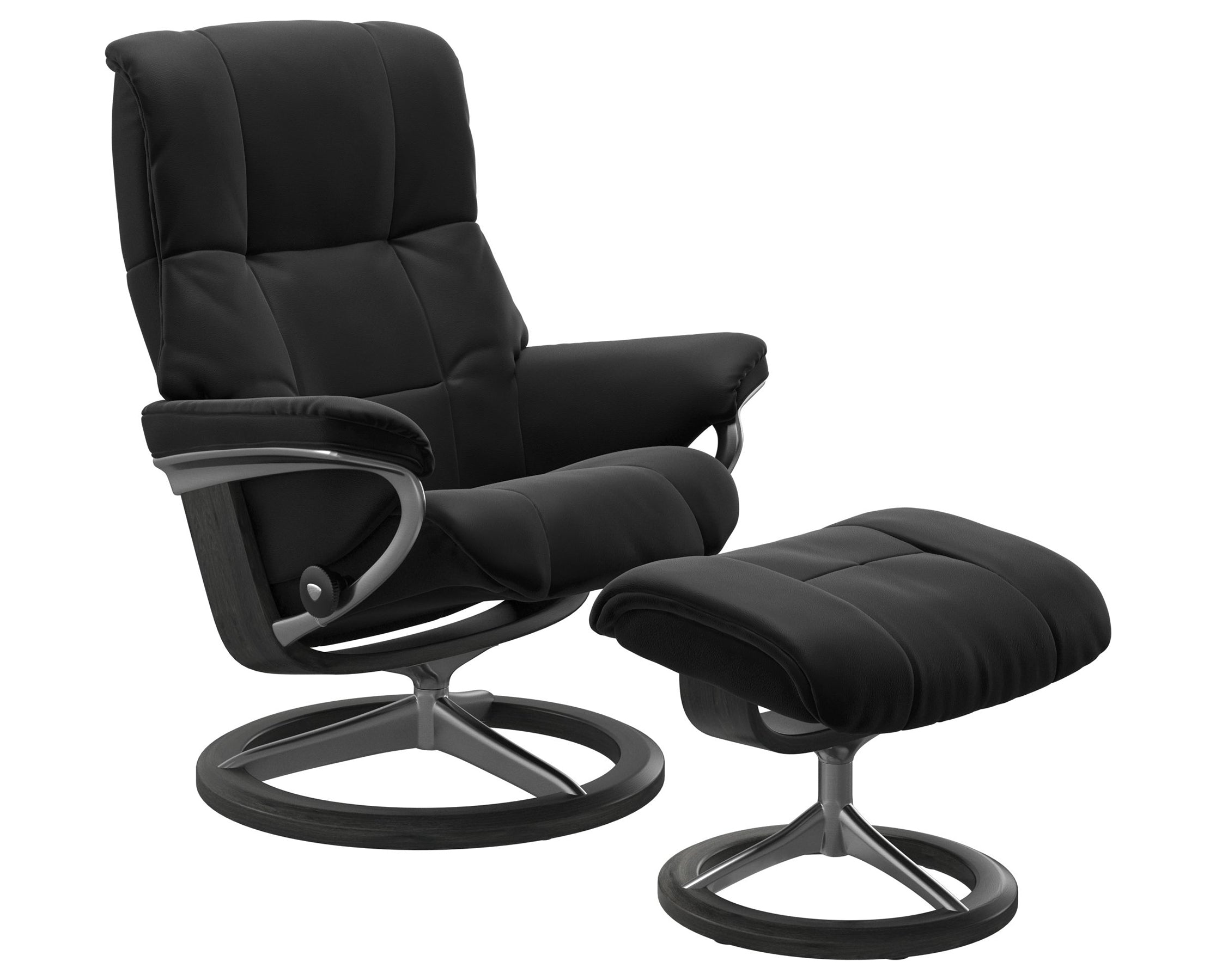 Paloma Leather Black S/M/L and Grey Base | Stressless Mayfair Signature Recliner | Valley Ridge Furniture